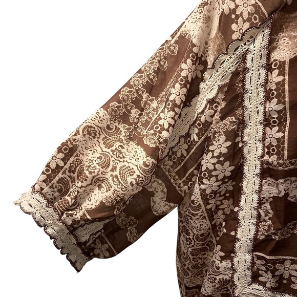 Brown Oversized Floral Women's Top - Picture 8 of 8